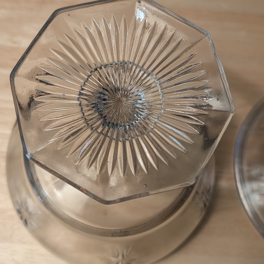Clear Glass Compote with Starburst Etching - Elegant Home Dining Accent - Picture 7 of 10